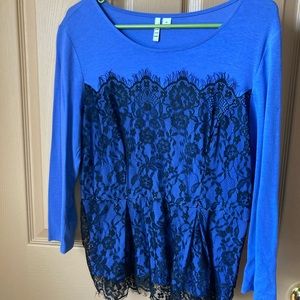 Purple & Black Peplum Lace Top